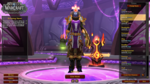 Charakter-Auswahlbildschirm von World of Warcraft.